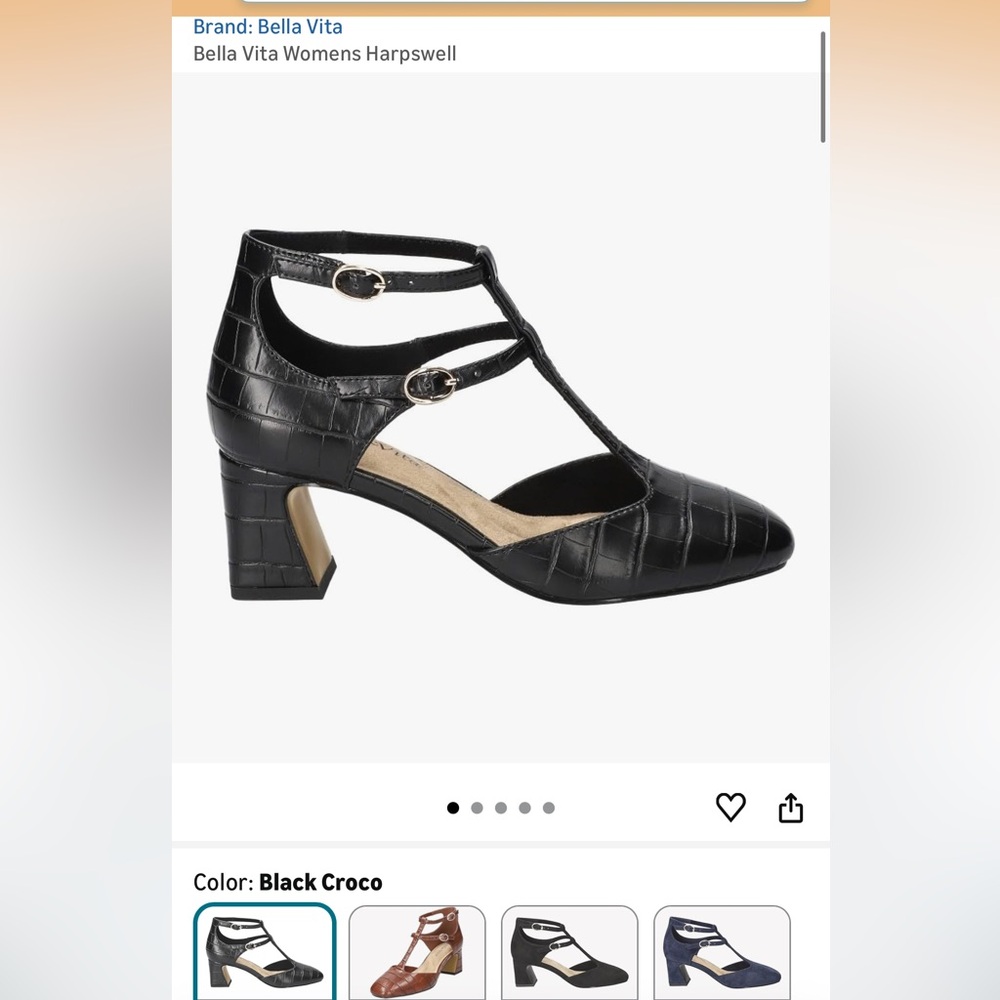 Bella Vita Black Block Heel Sandals with Ankle Strap